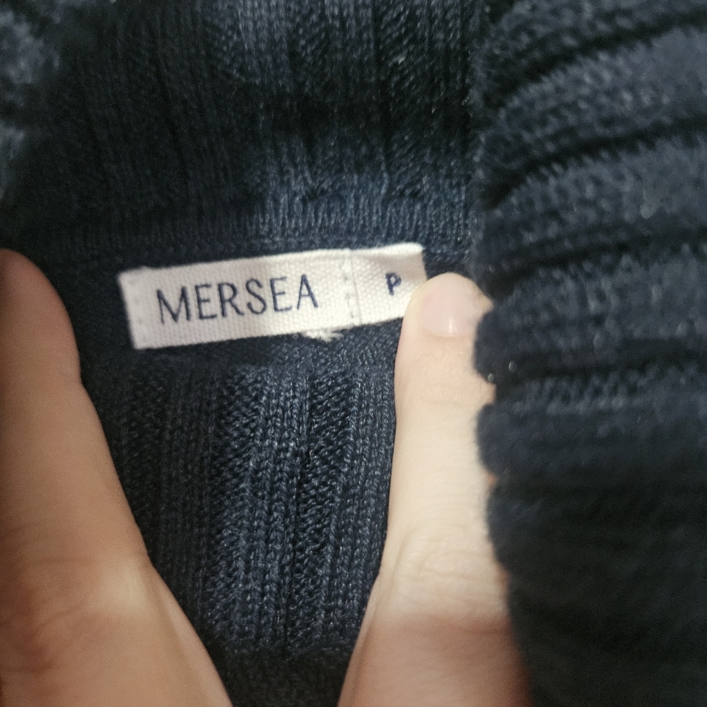 Mersea Striped Turtleneck Sweater Navy White Petite - Picture 3 of 6